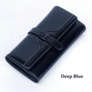 RFID Women Wallets Oil Wax Cowhide Leather Zipper Long Purse