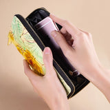 RFID Leather Wallet Women Long 3D Fish Lotus Clutch Bag Large Capacity
