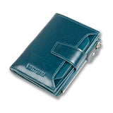 RFID Tri-fold Short Women Wallet with Coin Zipper Pocket