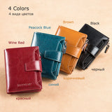 RFID Tri-fold Short Women Wallet with Coin Zipper Pocket