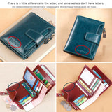 RFID Tri-fold Short Women Wallet with Coin Zipper Pocket