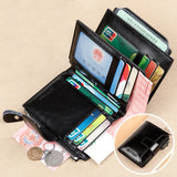 RFID Tri-fold Short Women Wallet with Coin Zipper Pocket