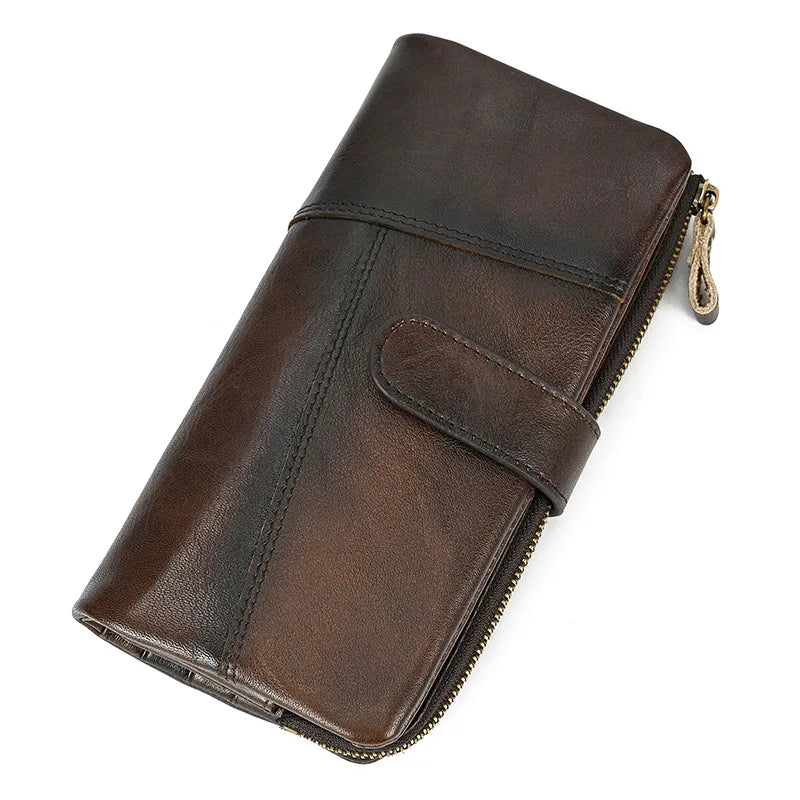 RFID Leather Men's Long Purse Wallet Clutch Phone Holder Business