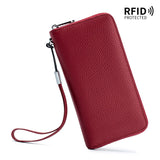 RFID Women's Wallet Long Soft Cowhide Female Purse Large Capacity Anti Theft