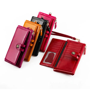 RFID Anti Degaussing Women's Oil Wax Hand Bag