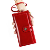 RFID Anti Degaussing Women's Oil Wax Hand Bag