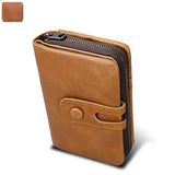 RFID Leather Men's Purse Crazy Horse Zipper Bag