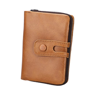 RFID Leather Men's Purse Crazy Horse Zipper Bag