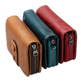 RFID Leather Men's Purse Crazy Horse Zipper Bag