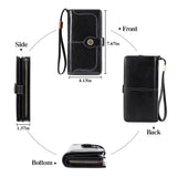 RFID Leather Women's Long Zipper Wallet Large Capacity Handbag