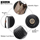 RFID Leather Women's Long Zipper Wallet Large Capacity Handbag