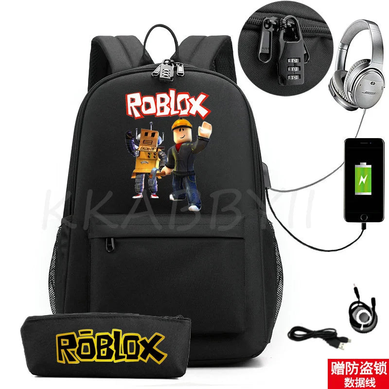 ROBLOXing Backpack for School Teen Boys & Girls 2Pcs Rucksack Set