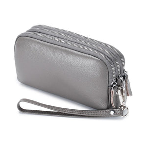 Women Phone Purse Long Wallet Wrist Clutch Bag Cow Leather Purses