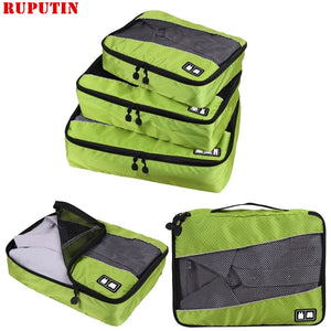 3Pcs Travel Luggage Packing Cubes Set Mesh Storage Bags Waterproof