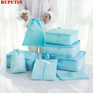 8Pcs Travel Packing Cube Bag Organizer Clothes Mesh Storage Underwear Bra Sock