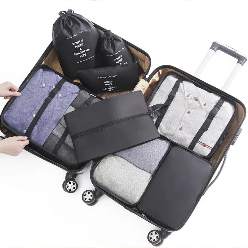 8Pcs Travel Packing Cube Bag Organizer Clothes Mesh Storage Underwear Bra Sock