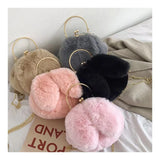 Faux Fur Rabbit Ear Crossbody Bag with Chain