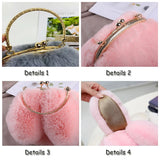 Faux Fur Rabbit Ear Crossbody Bag with Chain