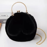 Faux Fur Rabbit Ear Crossbody Bag with Chain