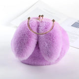Faux Fur Rabbit Ear Crossbody Bag with Chain