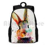 Rabbit Watercolor Art Work Outdoor Hiking Backpack Waterproof Camping Travel