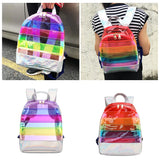 Rainbow Clear Backpack Women Backpacks Multi-Pocket Purse See-through