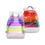 Rainbow Clear Backpack Women Backpacks Multi-Pocket Purse See-through