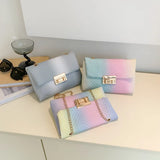 Rainbow Shoulder Bag Women PU Leather Flap Crossbody Satchel Handbag