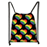 Rainbow Drawstring Bag Love Is Love Printed School Bag LGbt Gay Lesbian Backpack