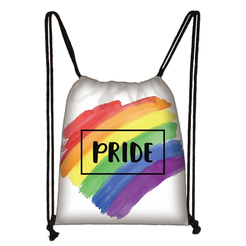 Rainbow Drawstring Bag Love Is Love Printed School Bag LGbt Gay Lesbian Backpack
