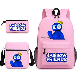 Rainbow Backpack High School Bags Boys Girls 3 Pcs Set Book Rucksack Teen Laptop