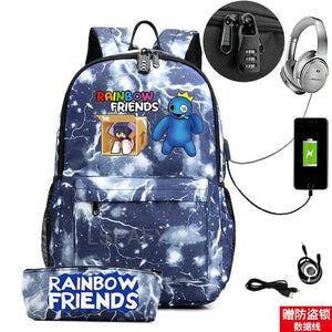 Rainbow Backpack School Student Canvas Backpack Waterproof
