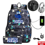Rainbow Backpack USB Charge School Bag For Teens Cartoon Women Men Backpack