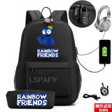 Rainbow Backpack USB Charge School Bag For Teens Cartoon Women Men Backpack