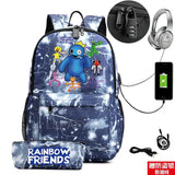 Rainbow Backpack USB Charge School Bag For Teens Cartoon Women Men Backpack