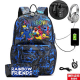 Rainbow Cartoon Backpack USB School Bag For Boys Girls Kids Teens