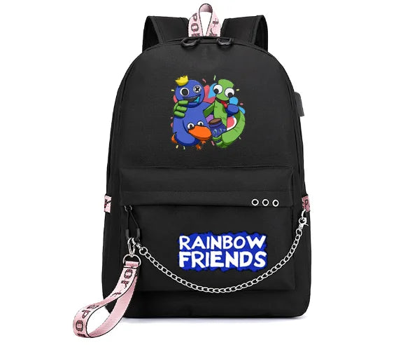 Rainbow Laptop Backpack USB School Bags Women Travel Bags for Girls