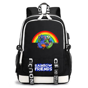 Rainbow Printed Students School Backpack with USB Charging