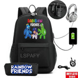 Rainbow USB Backpack Waterproof Travel SchoolBags Students Laptop BookBag