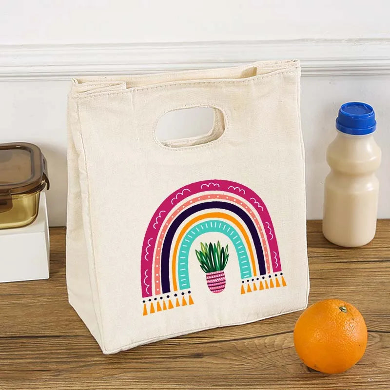 Rainbow Lunch Bag Insulated Thermal Tote Box Handba