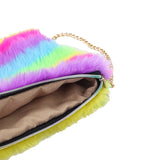 Rainbow Fur Shoulder Bag Cartoon Crossbody Bags Kids Winter Purse