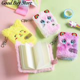 Rainbow Furry Fluffy Plush Notebook Mini Keychains Purse Soft Fur Key Pendant