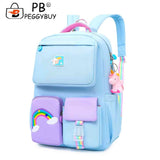 Rainbow Gradient Backpack for Girls Lightweight Student Laptop School Bag