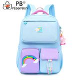 Rainbow Gradient Backpack for Girls Lightweight Student Laptop School Bag