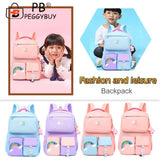 Rainbow Gradient Backpack for Girls Lightweight Student Laptop School Bag