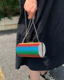 Rainbow Gradient Diamond Clutch Bag Evening Shoulder Chain Banquet Bag
