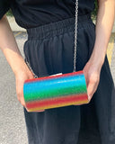 Rainbow Gradient Diamond Clutch Bag Evening Shoulder Chain Banquet Bag