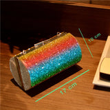 Rainbow Gradient Diamond Clutch Bag Evening Shoulder Chain Banquet Bag