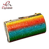 Rainbow Gradient Diamond Clutch Bag Evening Shoulder Chain Banquet Bag