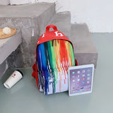 Rainbow Graffiti Water Cup Canvas Backpack Hip-hop Travel Rucksack
